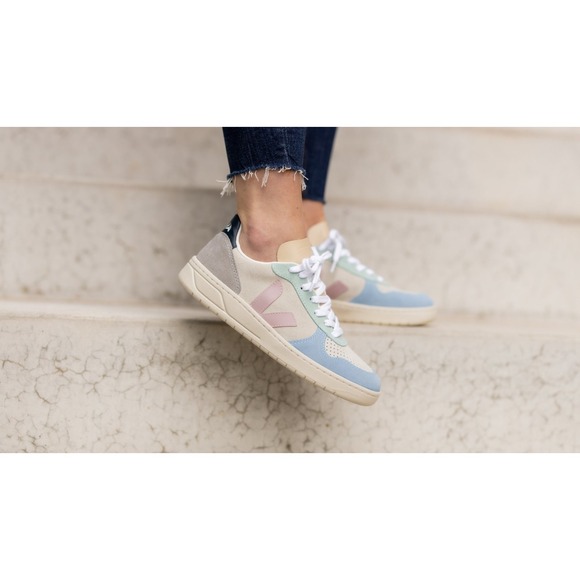 Veja V-10 Leather/ Suede Multicolor/Natural/Babe Shoes Womens Sz EU 37 US 6  NEW - Picture 3 of 6